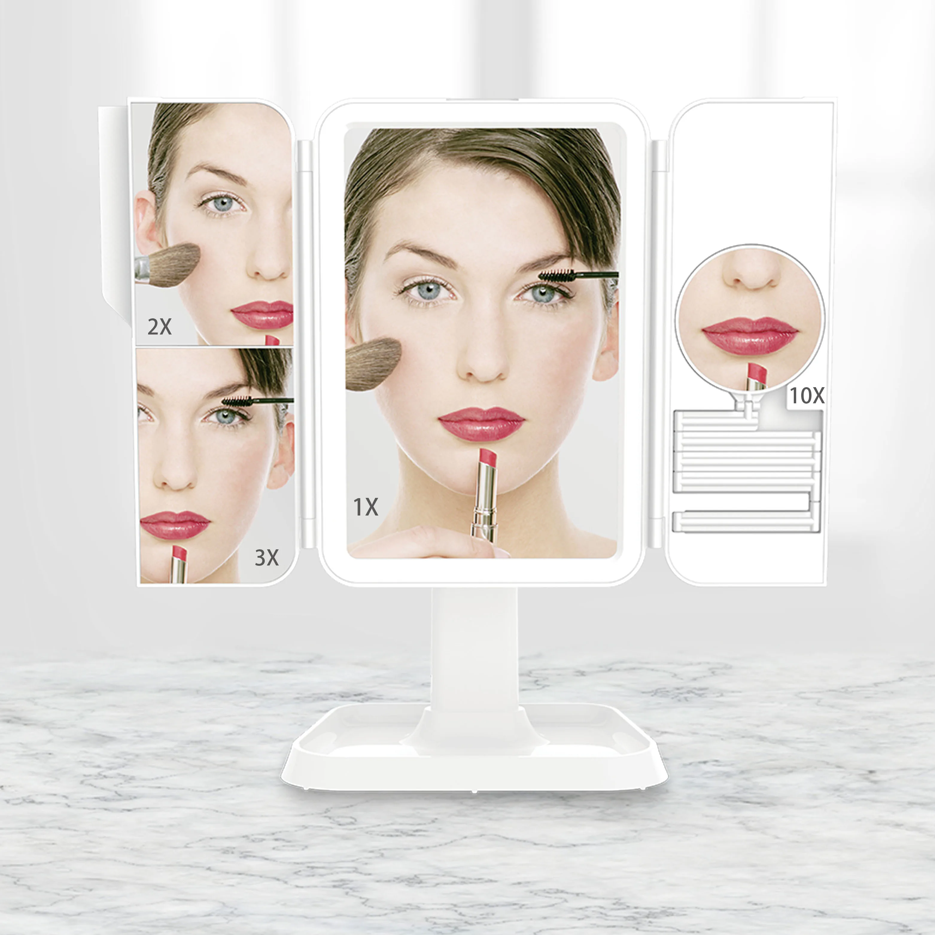 

2021 led mirror vanity private label makeup smart mirror led For traveling making up side mirror