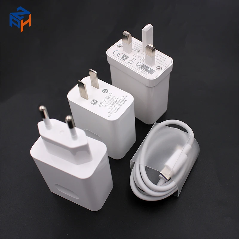 

10V/4A Mobile Phone Charger Fast Charging For Huawei Original Charger 40W EU US UK Adapter With Type-C Fast Charger Cable P30, White