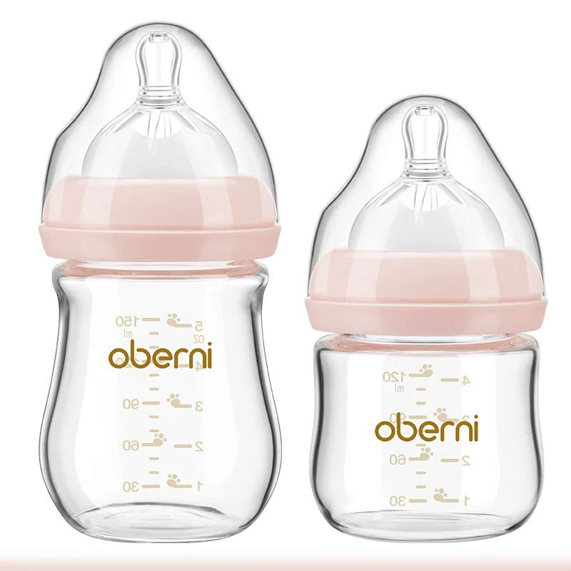 

Amazon Popular Glass Nursing Baby Feeding Bottle Wide Neck Milk Drinking Baby Bottle