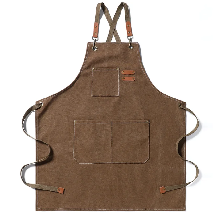 

Canvas apron custom logo barber baking gardening woodworking men and women restaurant work clothes aprons, Nature/customized color