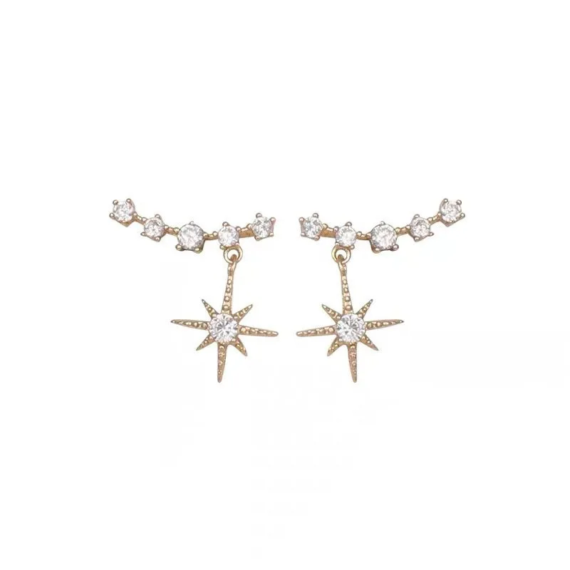 

Korean Cute Rhinestone Gold Stud Star Earrings For Women Jewelry