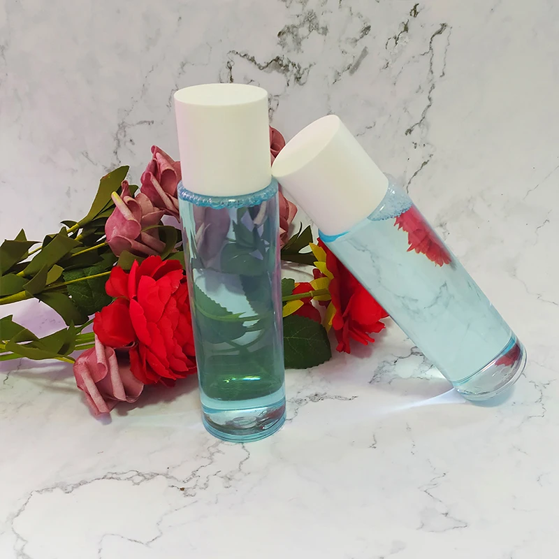 

High quality 200ml blue package make up remover bottle deep cleaning make up remover with private label, Clear