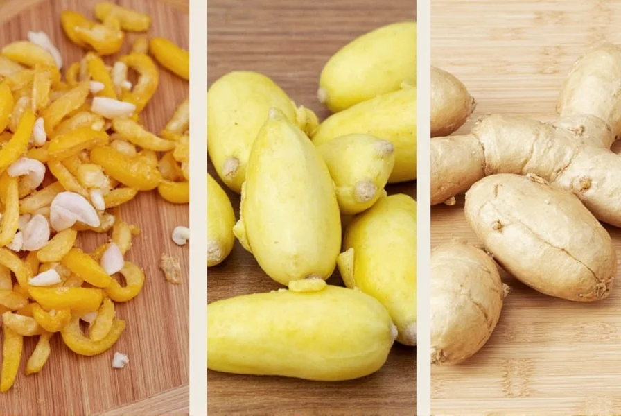 Variety of ginger preparations including fresh slices, grated ginger, ginger tea, and ginger in cooking applications