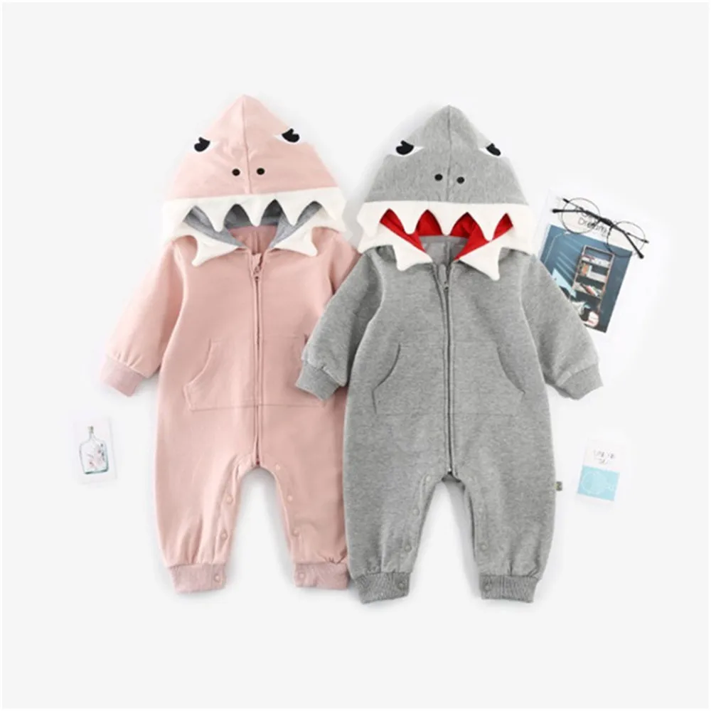 

Autumn Cartoon Shark Rompers Baby Clothes