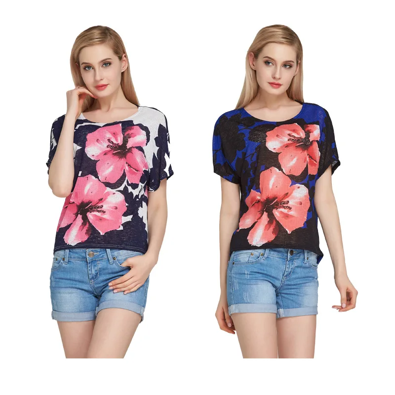 

New fashion floral print women tank top V neck sexy casual ladies summer shirts blouse wholesale