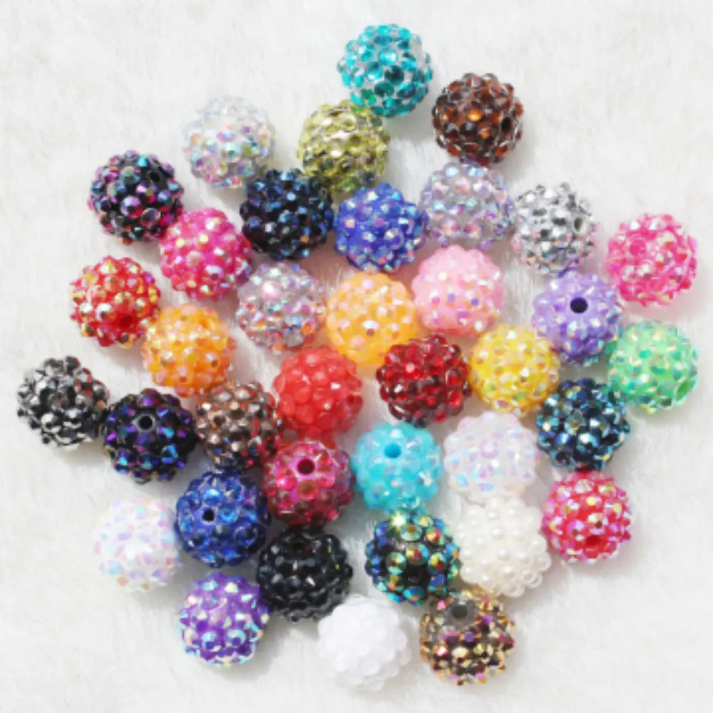 

Sparking White AB  Resin Rhinestone Ball Beads for Kids Necklace 100pcs/Lot Beautiful For Jewelry Clothes Making Beads, Multi colors