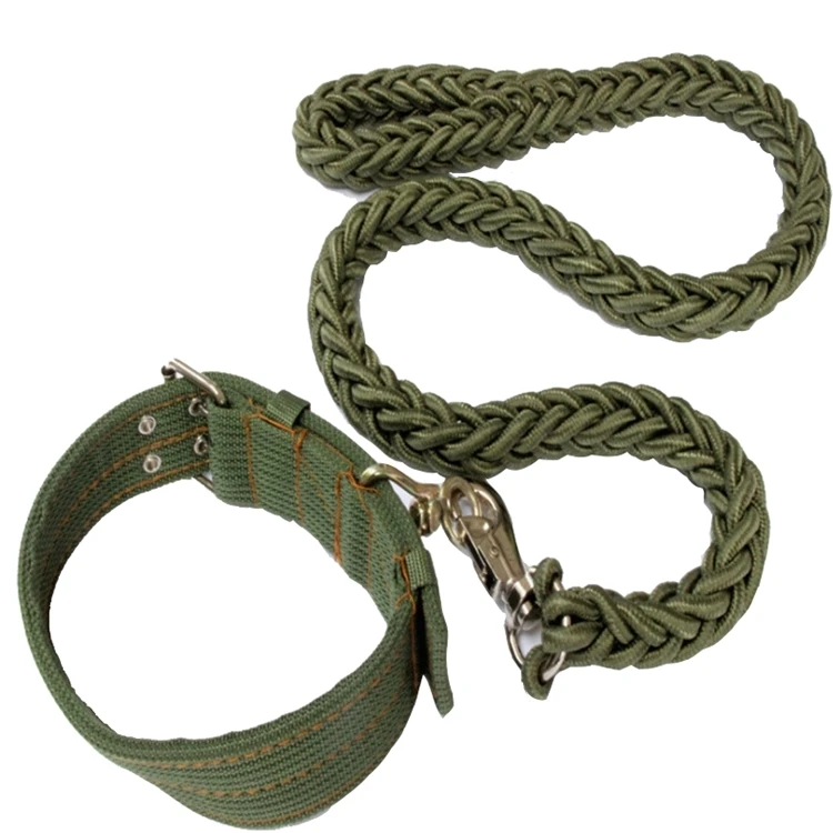 

Durable Braided Nylon Paracord Military Pet Leash Collar Set for Medium and Large Dogs, Army green