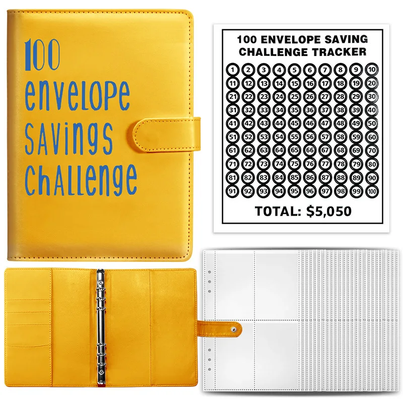 

100 Envelope Savings Challenge Save Money Save this cash Envelope budget loose leaf notes book budget binder gold