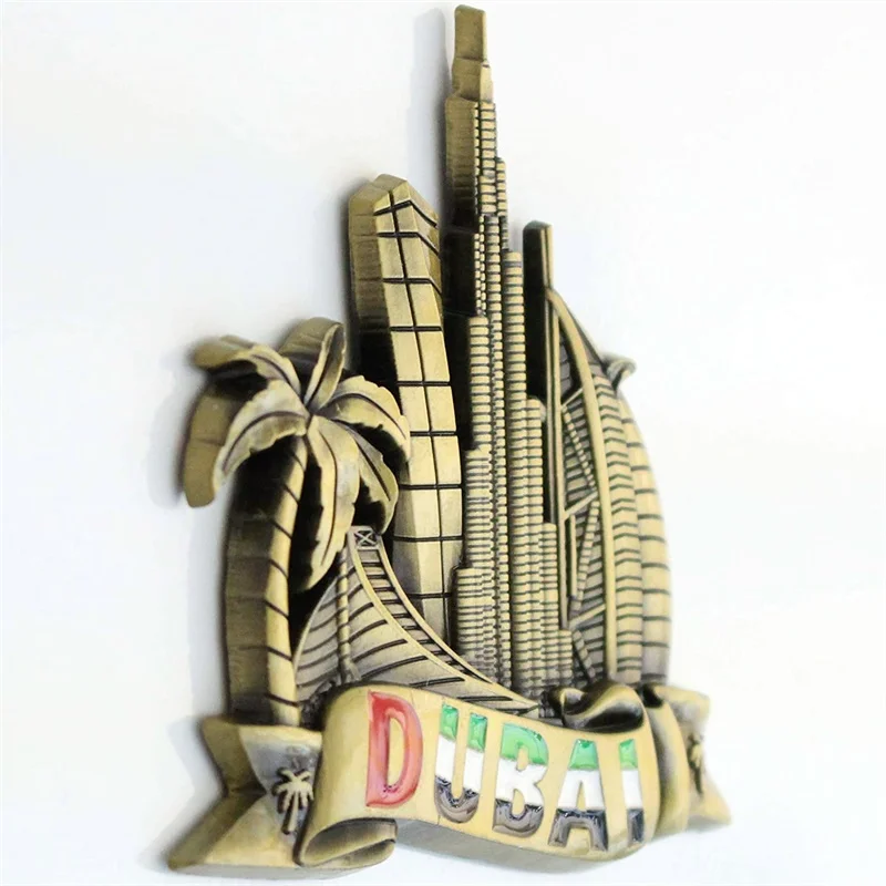 

Customizesd 3D Metal Zinc Alloy Brass Dubai Coconut Tree Plant Fridge Magnet For Tourism, Customized color