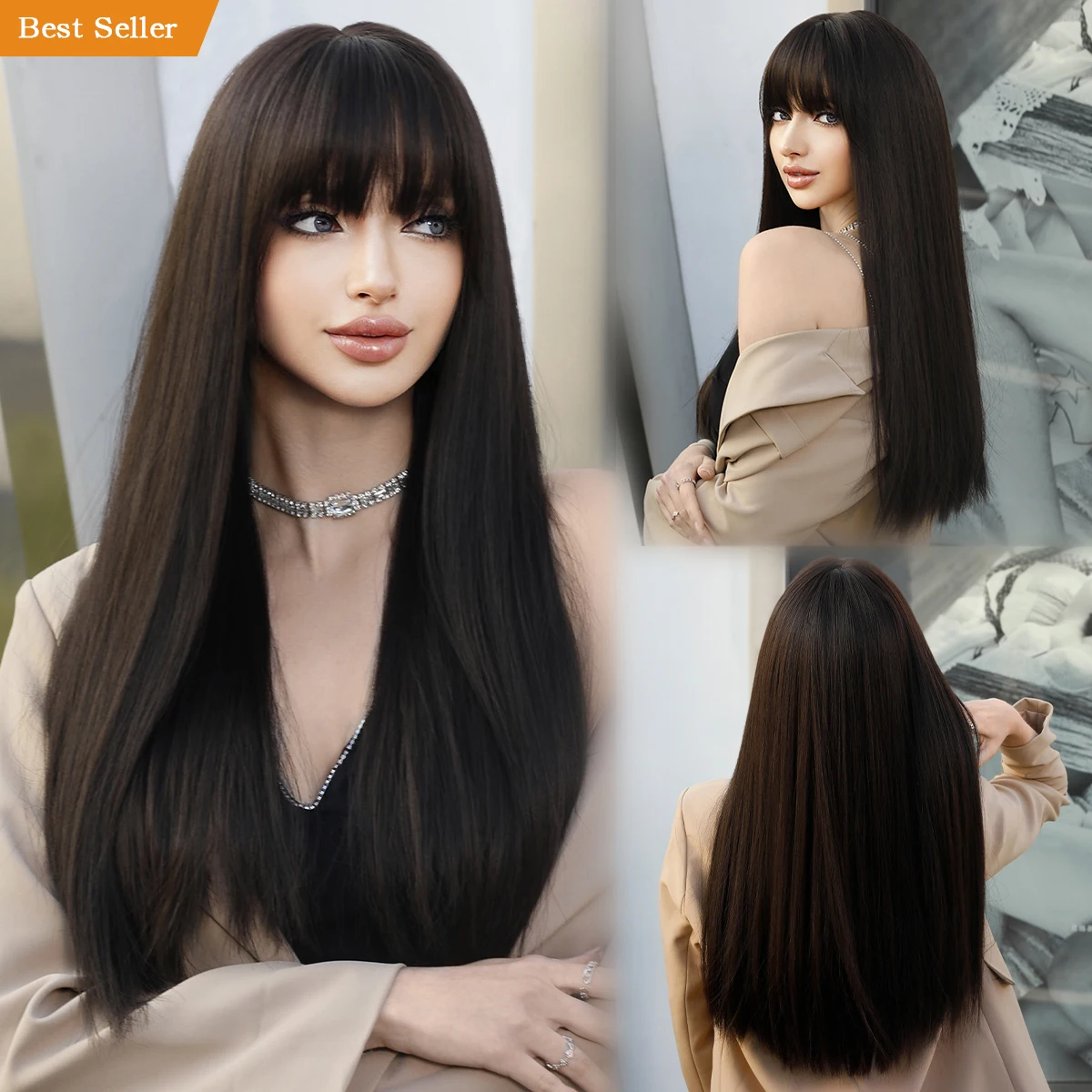 

Wholesale Wig Long Straight Perruques with Bangs Blonde Black Pink Red Blue Gray Synthetic Wig for Anime Cosplay Pelucas Perucas