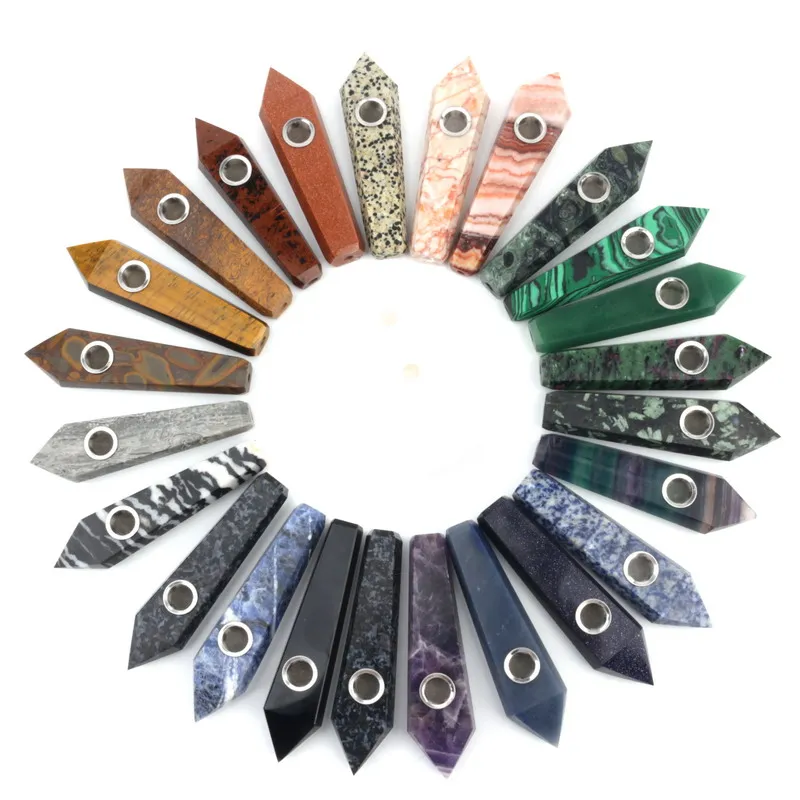 

2021 Opal Cigarette Holder Accessories Fluorite Portable Tobacco Pipe Glass Crystal Smoking Pipe Weed, Colorful