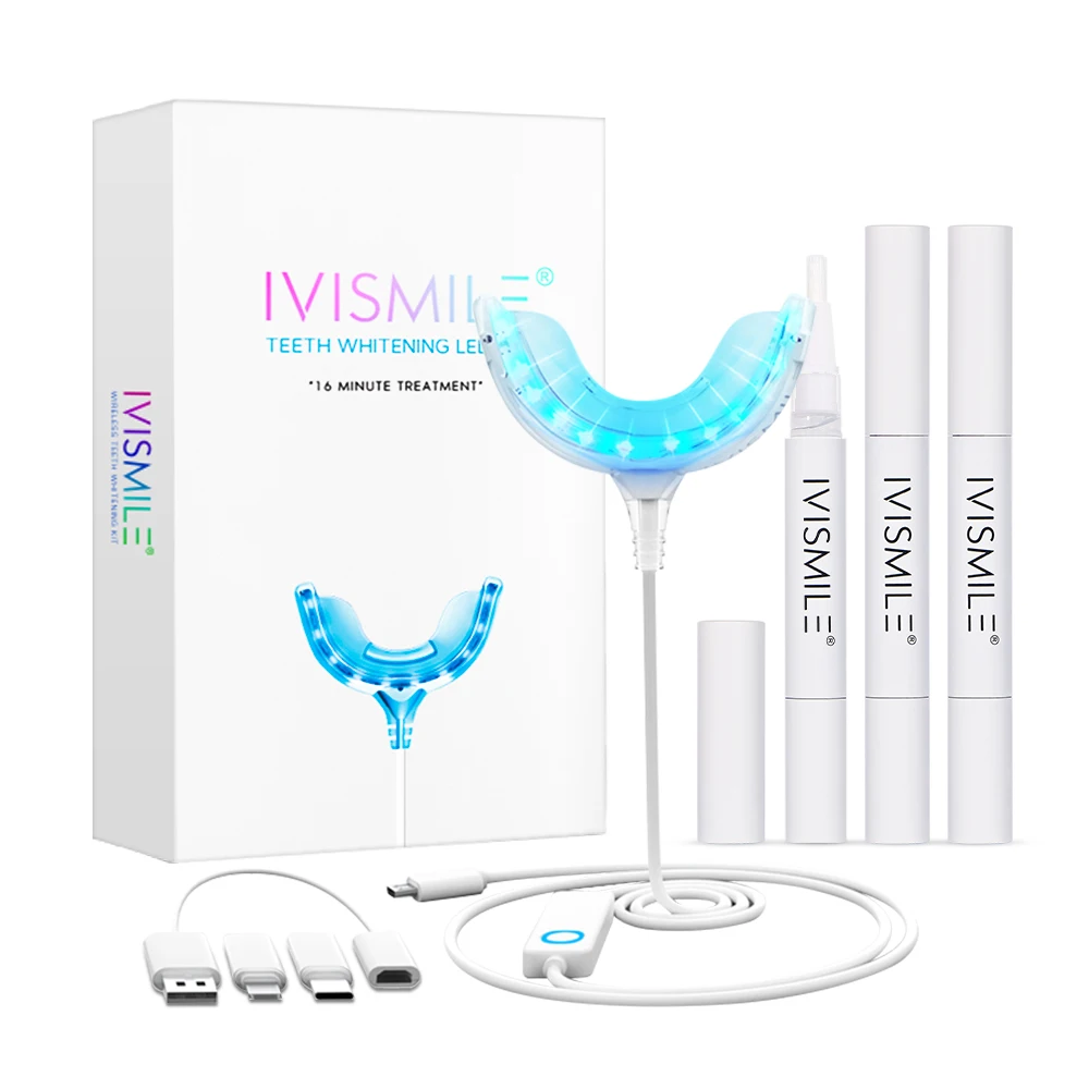 

IVISMILE Custom Logo Professional Home Blue Light USB PAP Teeth Whitening LED Kit, Black/white/oem