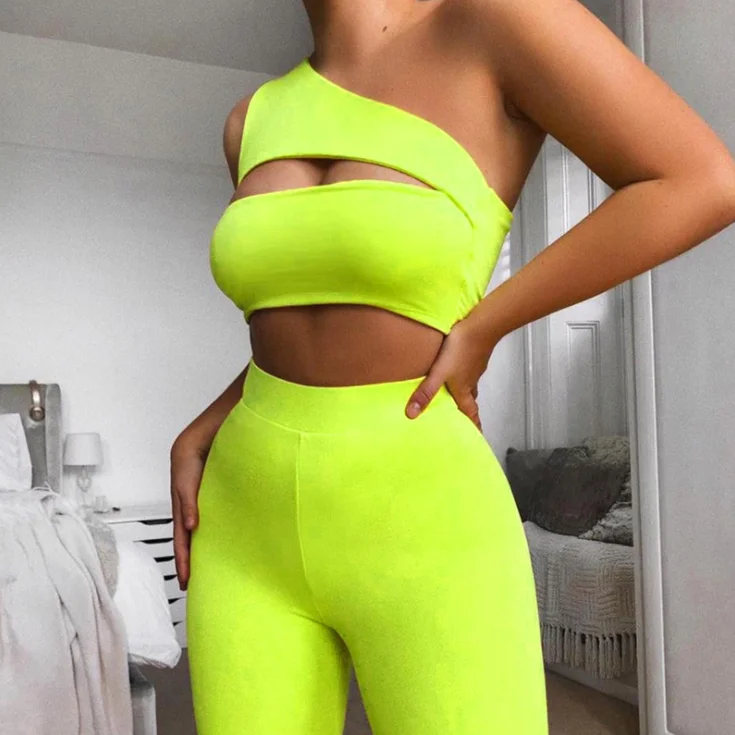

Legging workout suit Fluorescent activewear woman legging tops orange gym leggings sets, 3 colors