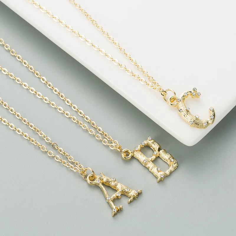 

Fashion Charm Alphabet Letter Pendant Necklace Micro Pave Zircon Initial Letter Necklaces For Women