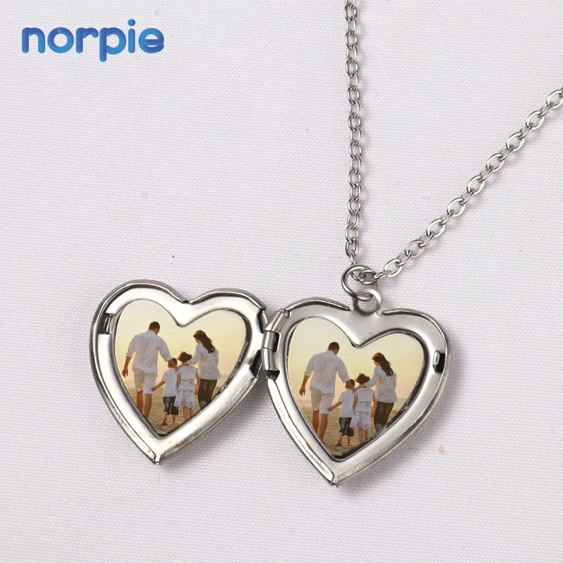 

Sublimation Heart Locket Pendant Necklace Stainless Steel Photo Frame Necklace