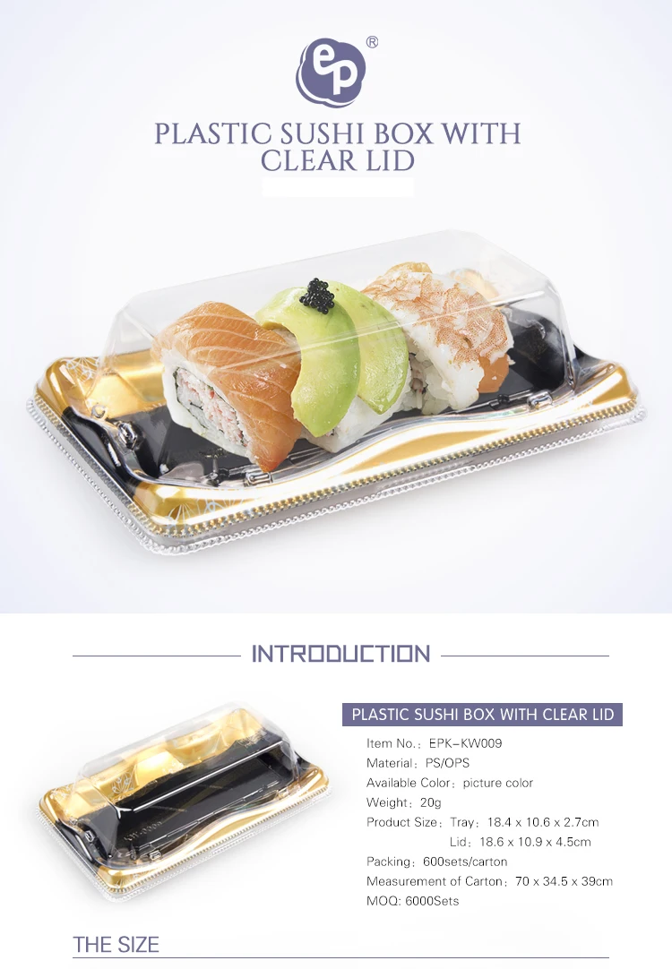 High quality PS square disposable japanese food sushi tray