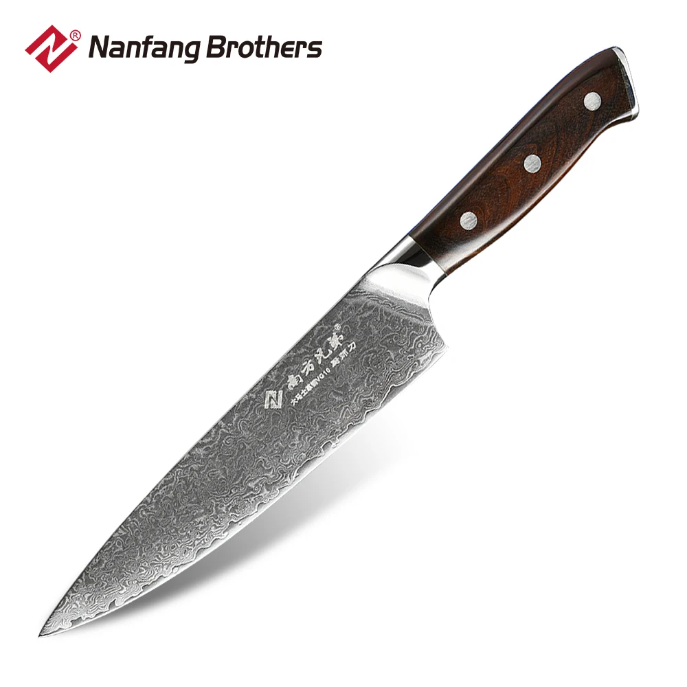 

Nanfang Brothers New Arrivals Damascus Steel Kitchen Utility Chef Knife with Black acid wood Handle