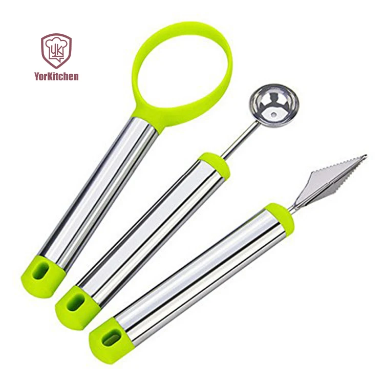 3PCS Stainless Steel Melon Baller Scoop Set, 3-in-1 Fruit Carving