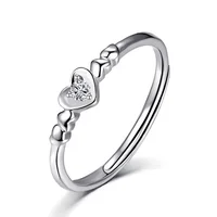 

2020 anel de prata 925 korean adjustable 925 sterling silver anillos corazones heart rings jewelry women