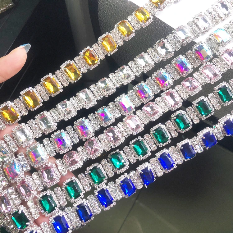 

Fashion colorful rhinestone trimming popular design crystal trimming for dance costume accessories