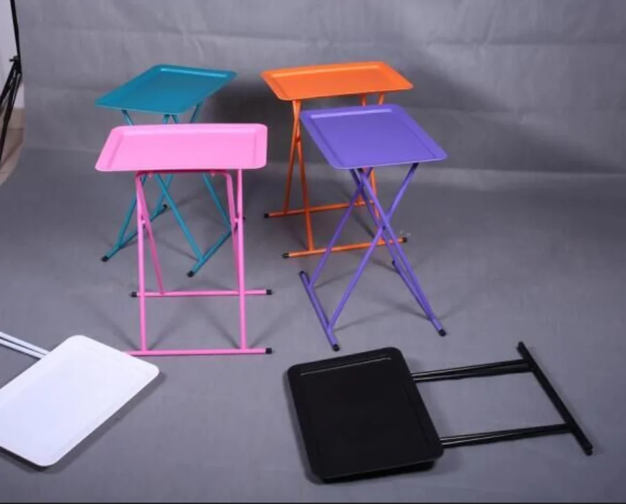 Plastic Top Metal Frame Folding Tray Table Foldable Snack Tray Tv Trays
