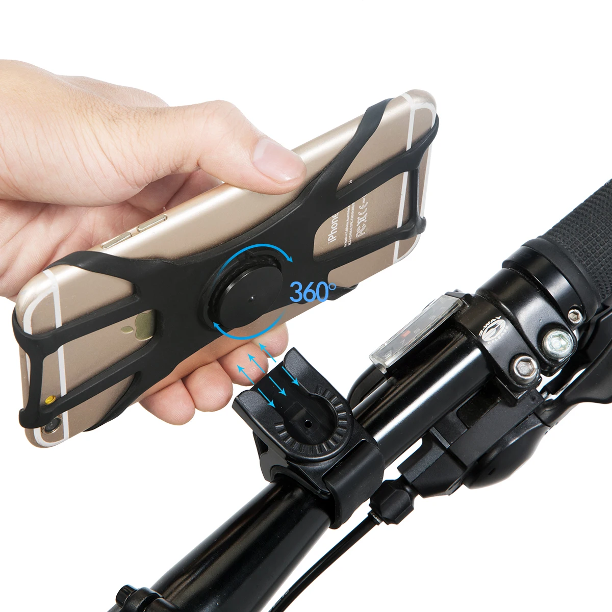

360 Angle Adjustable Rotating Silicone Flexible Bike Mount Car Bicycle Phone Holder