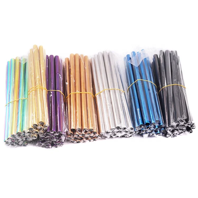 

Professional Factory ECO Friendly 12mm Boba Bubble Tea Reusable Metal Stainless Steel Drinking Straws, Silver, gold, rose gold,blue, purple,black,rain bow