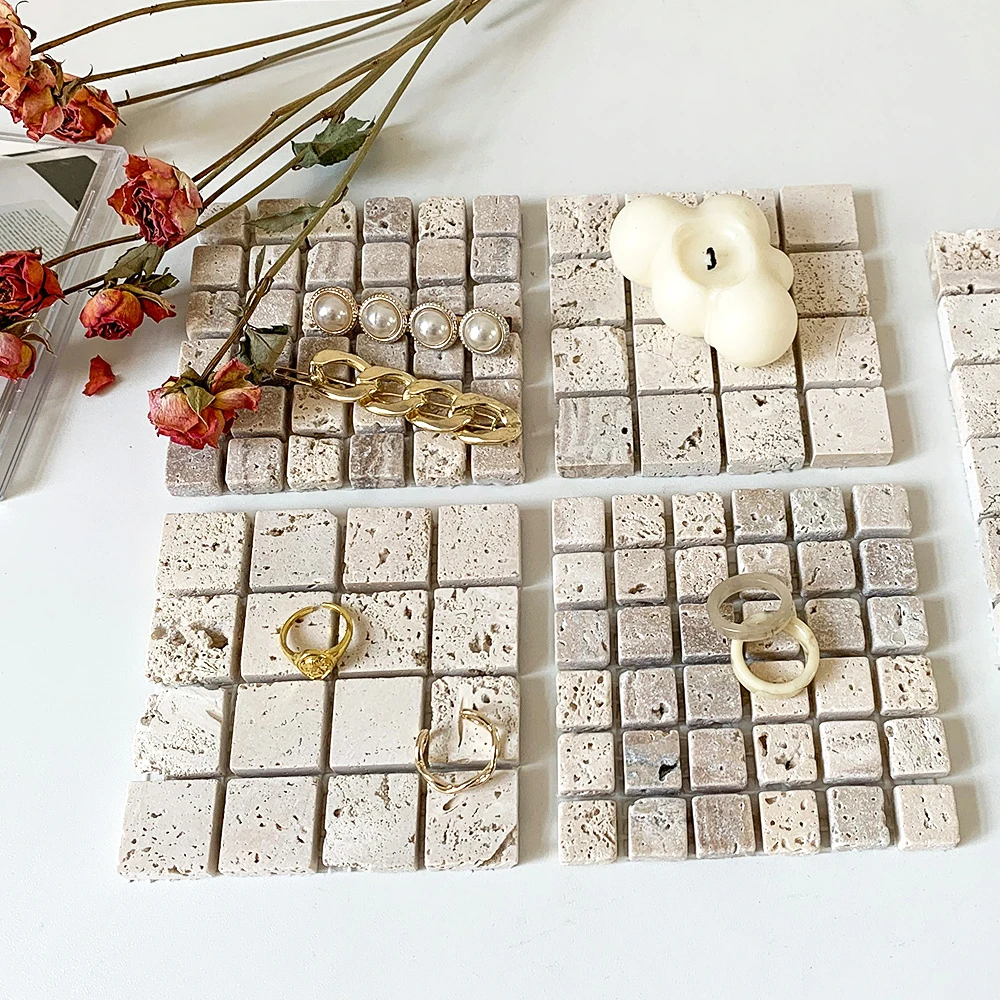 Jewelry Pendulum Storage Tray Shooting Decoration Photography Props Natural Stone Ins Wind Net beige  stone photo Props