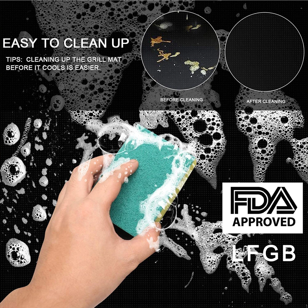 

Dongjian Wholesale Heavy Duty Non Stick Reusable and Easy to Clean BBQ Grill Mats