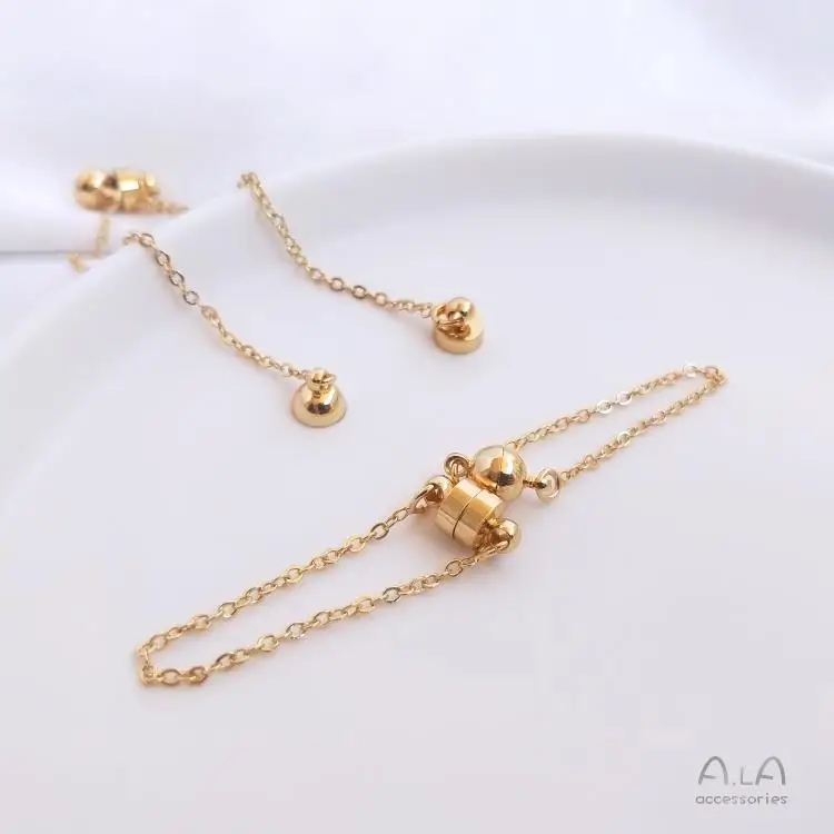 

14k Gold Plated Brass Clasps Jewelry Clasp To Prevent Falling Suction Clasp With Chain