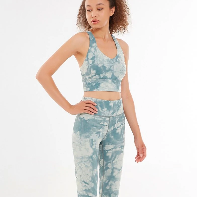 

Fashion New Tie-Dye Sexy Yoga Set Sports Set Bra with Leggings High Quality Running Sportswear Bra Fitness Set, 5 color