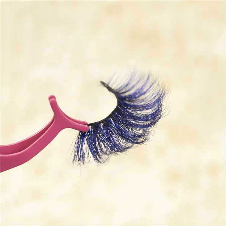 

Real Mink 25mm eyelashes cotton eyelash band colored mink eyelashes 25mm with customize own brand lash AC-05