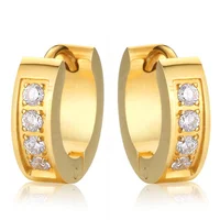 

China Factory 18k gold plated stainless steel statement earrings,korean fashion design cz pearl hoop stud earrings for women