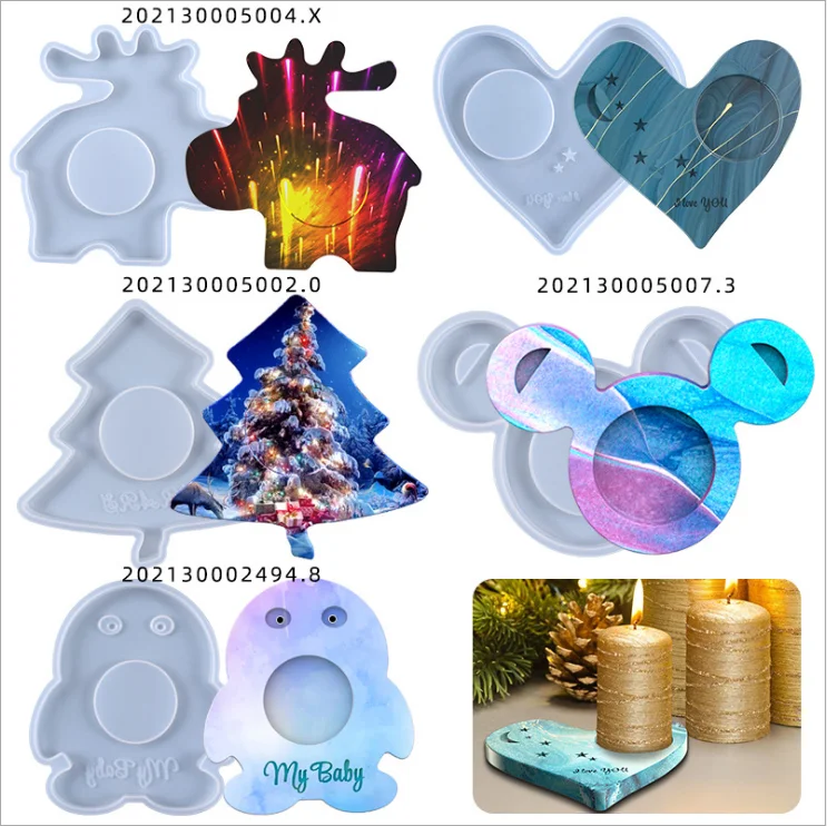 

LOVE'N LV659G DIY crystal drop mold heart star Candlestick coaster multi purpose silicone mold wholesale