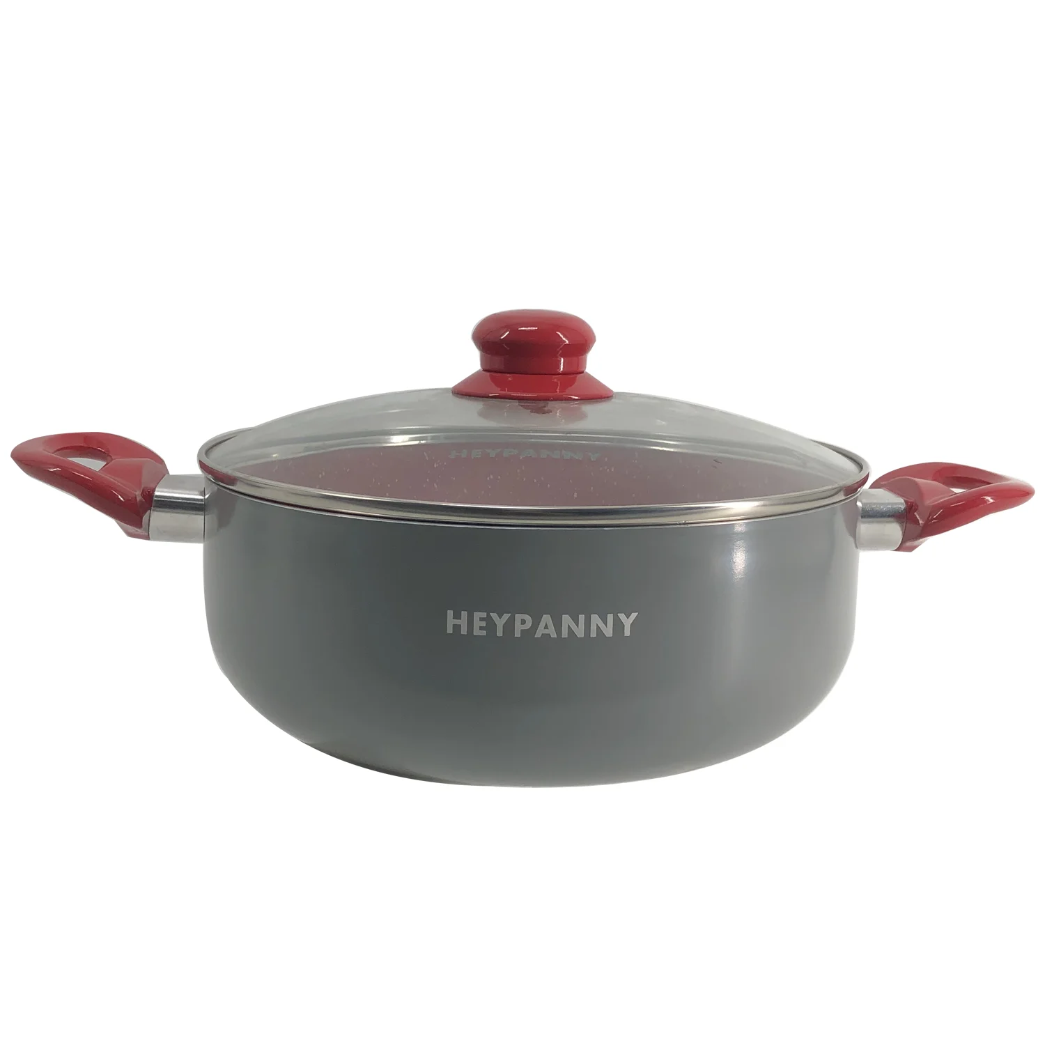 

HEYPANNY Easy cleaning aluminum popular nonstick sauce pot press aluminum high quality with cover sauce pot, Light grey