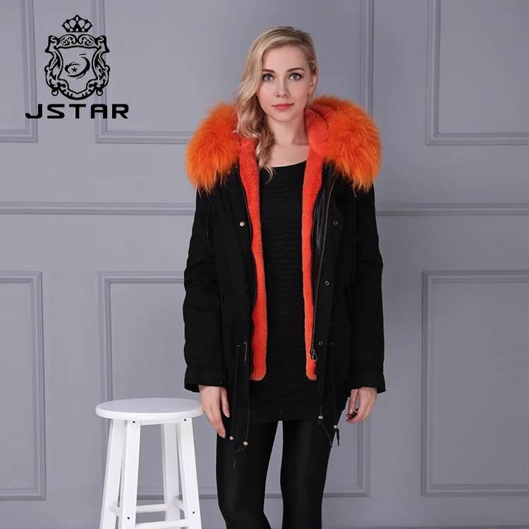 

Black overcoat faux fur lining raccoon fur collar fashion winter warm coat women jacket