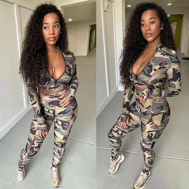 

2021 New Arrivals Camouflage women's long sleeve pants suit Ladies print casual escape Camouflage zipper Outfits Woman Two Piece