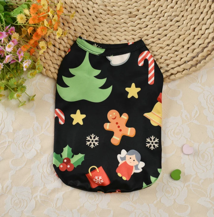 

Factory Direct Sale Costume Christmas Theme Bichon Hiromi Holiday Pet Clothes Dogs Vest, Black ,red ,orange