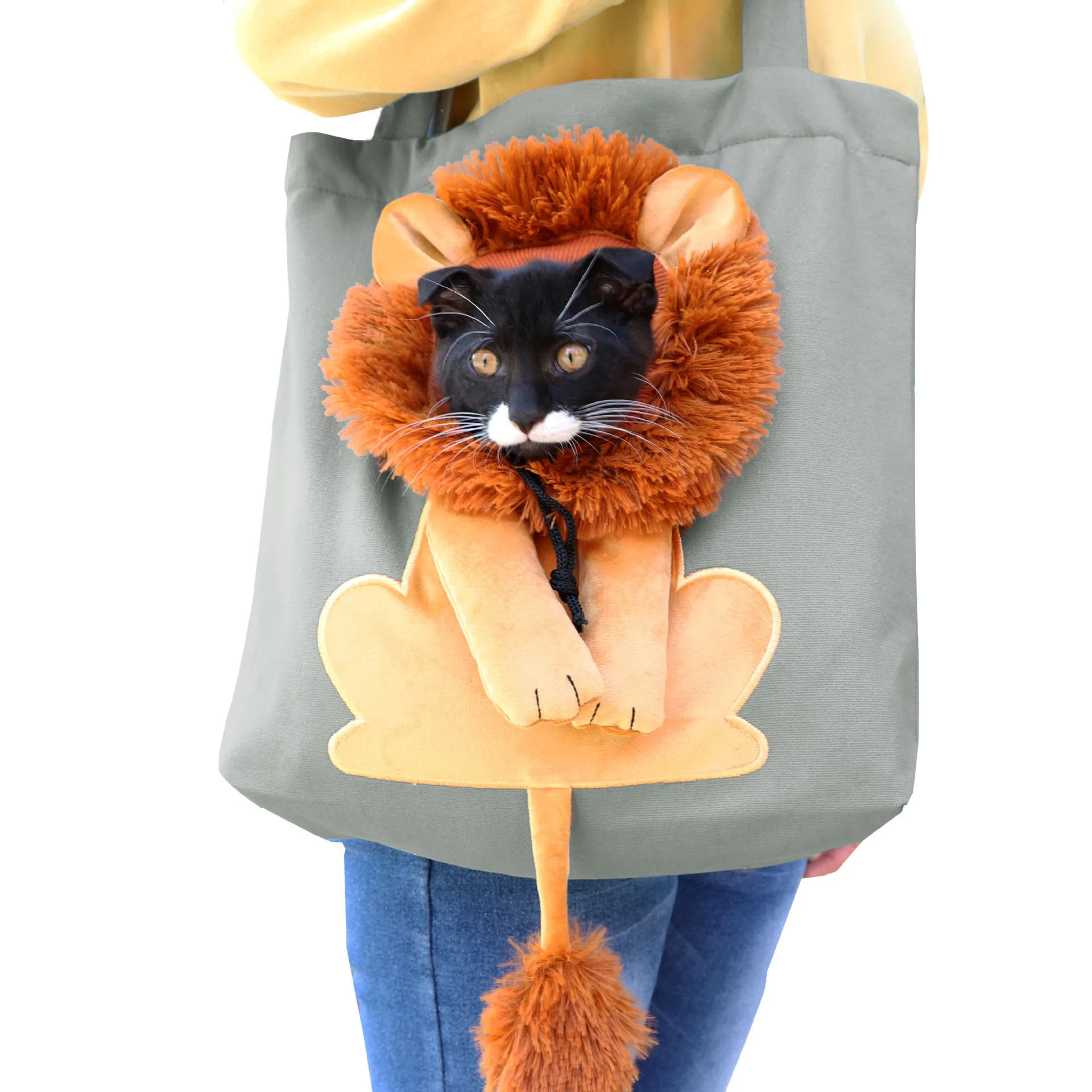 

Lion Shape Cat Carrier Bags Adjustable Zipper Outdoor Pet Shoulder Bags Puppy Slings Bag Canvas Tote Pouch Cat Products