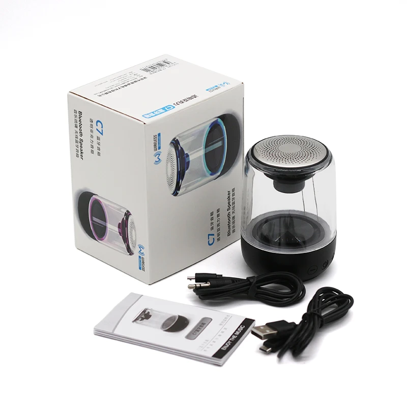 

2021 LED colorful best seller bt speeker mini speaker speakar Alarm clock wireless guangdong blutooth speaker Speker C6 speaker, Black/white