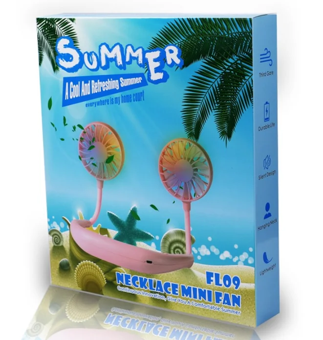 
OEM Outdoor Sports Portable Folding Hanging Neck LED Charging USB Mini Fan 