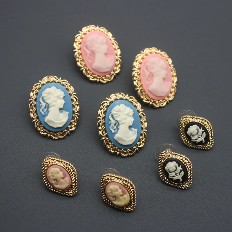 

CHENGYI Designer Cameo Earrings Vintage Gorgeous Jewelry Beauty Ladies earings Face Fashion Earrings Women Ornament Jewelry