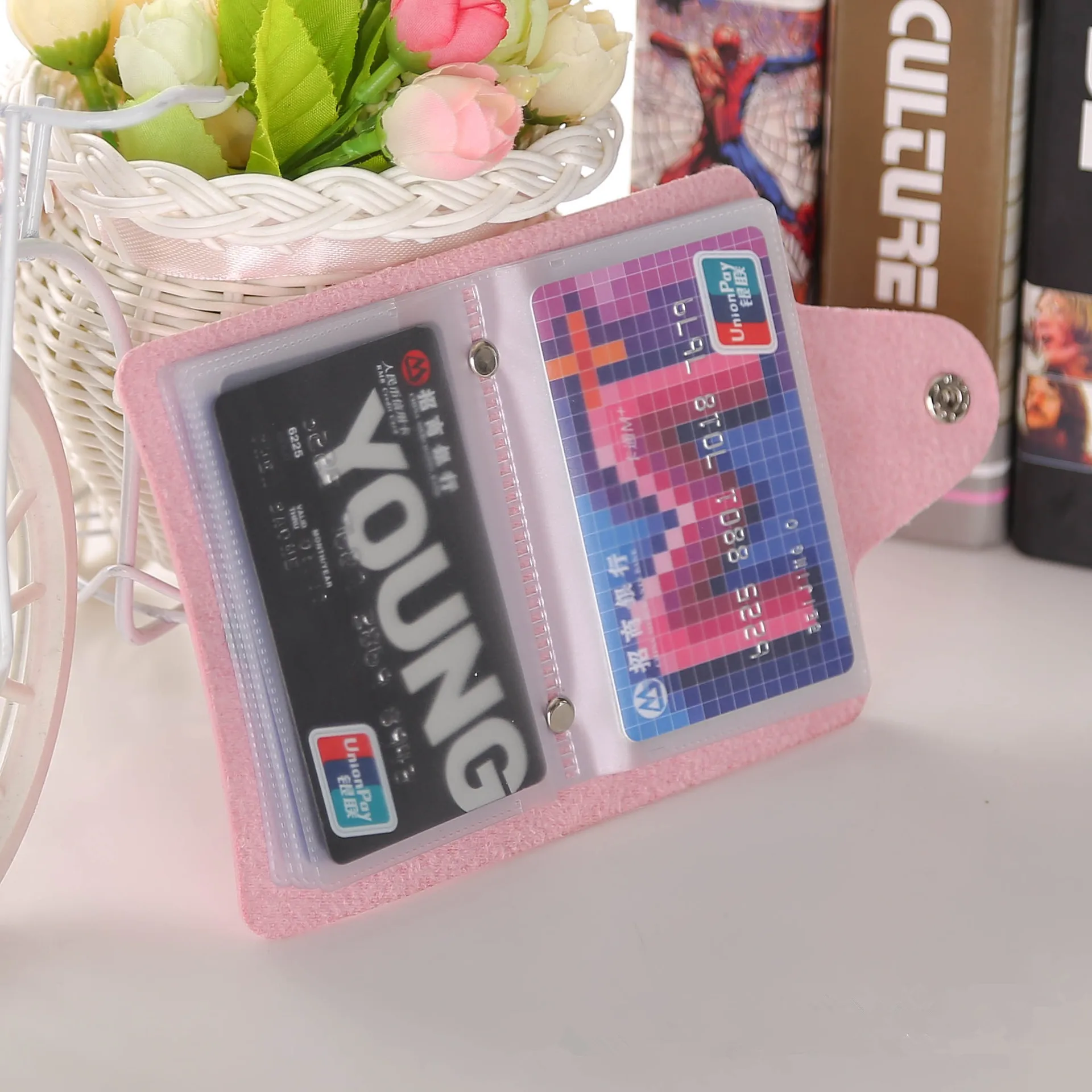 Multi Colors Card Wallet PU Leather ID Card Holder With Paper Box
