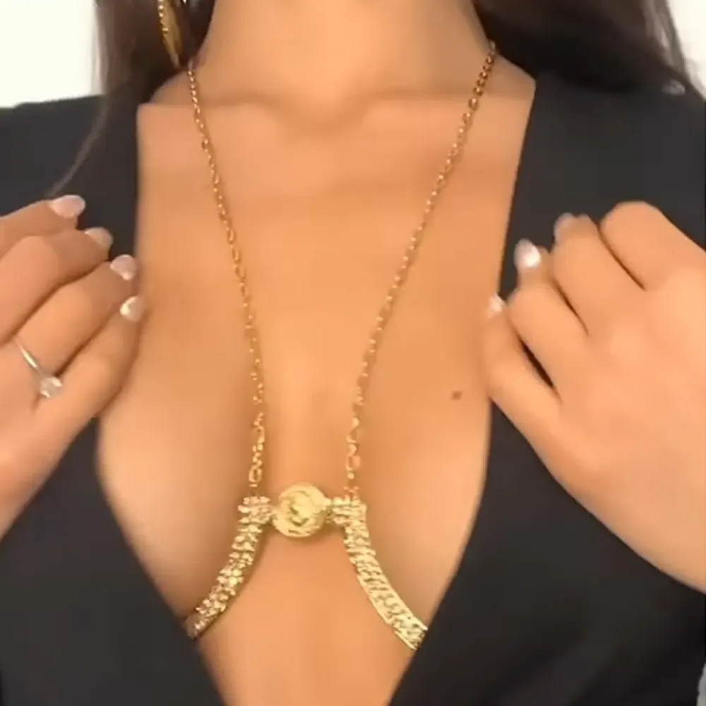 

Wholesale Bling Rhinestone Sexy lingerie Body Chain Women Bra Chain Chest Holder Coin Charm Bikini Beach Dance Body Jewelry