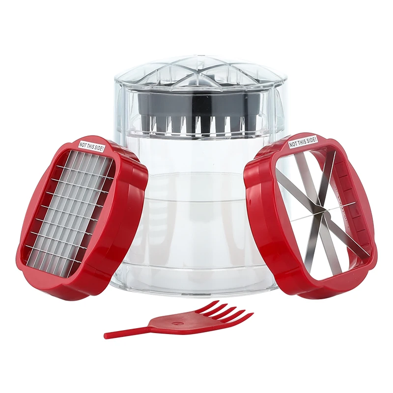 

Kitchen Gadget stainless steel salad master Fruit Vegetable salad veggie cutter Potato chips cutter French fries cutter, Red