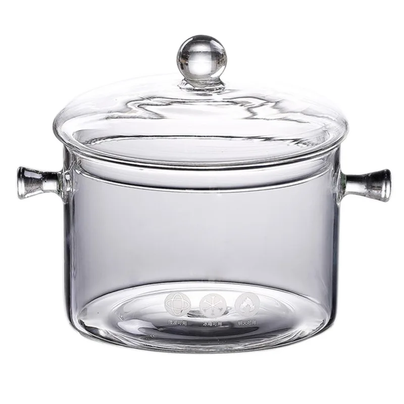 

1.3L 1.5L 2.0L 2.5L 5.5L Factory direct supply Heat Resistant Thickened glass Borosilicate clear Glass Cooking Pot with Cover