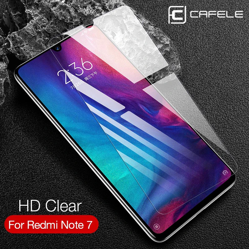 CAFELE High Clear 9h 0.3mm Full Coverage 2.5D Tempered Glass Screen Protector for Redmi Note 7