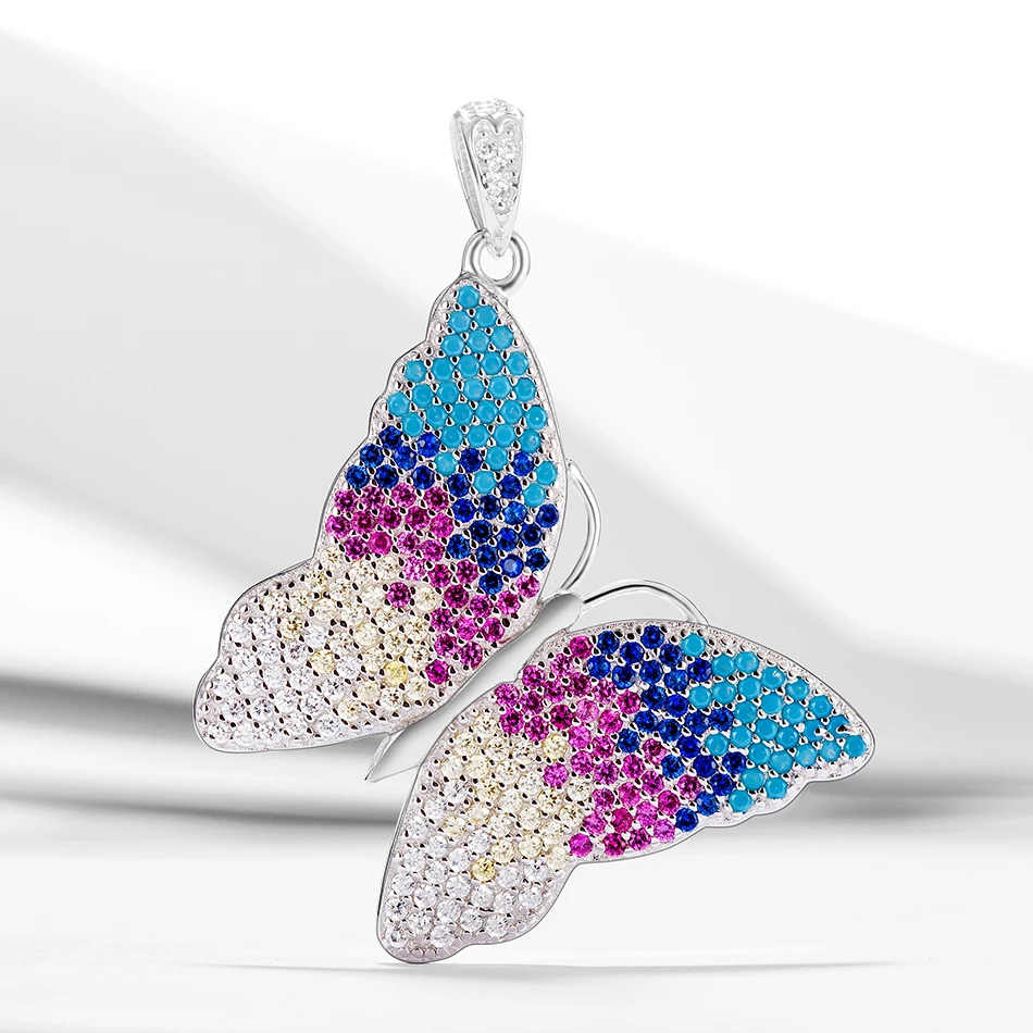 

Forewe Wholesale 925 Sterling Silver Butterfly Pendant Cubic Zircon Blue Lucky Eye Pendant For Sterling Silver Jewelry