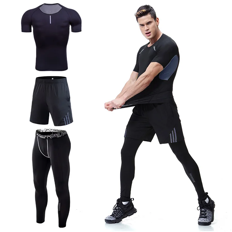 

fashion quick dry wholesales hottest 3 piece gym shorts set for men