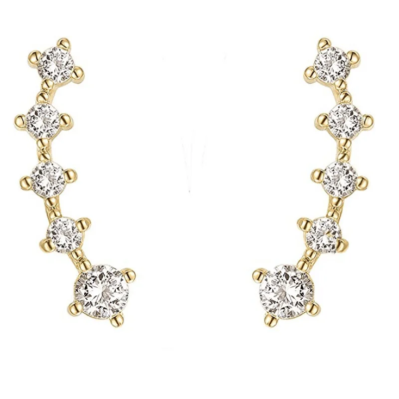 

FREE Pearl Earrings With 18K Gold Plated Sterling Silver Post Crawler Earring